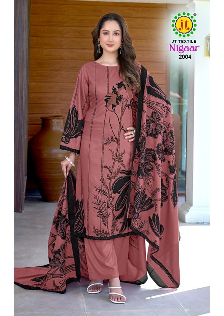 Nigaar Vol 2 By Jt Rayon Foil Printed Dress Material Exporters In India
